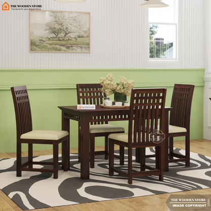 Donald 4 Seater Dining Set (Walnut Finish)