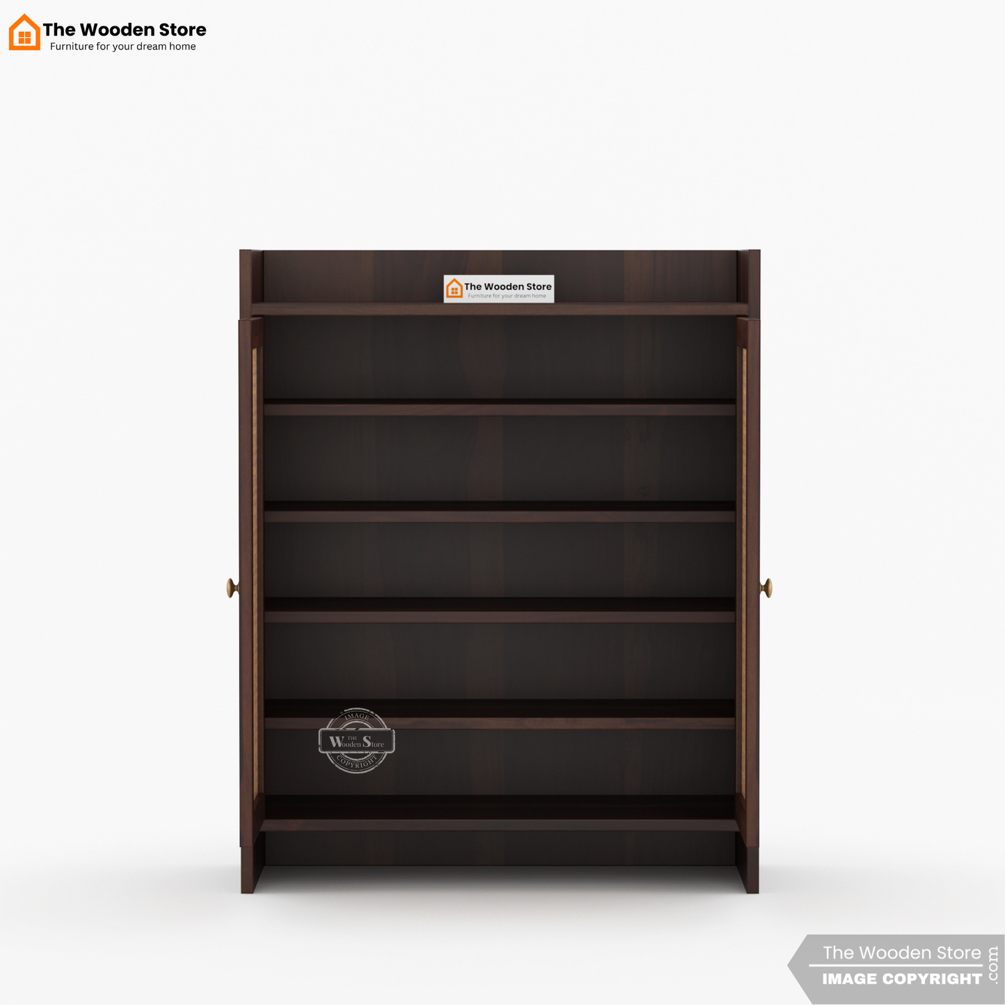 Baron Shoe Rack With Cane Detailing (Walnut Finish)