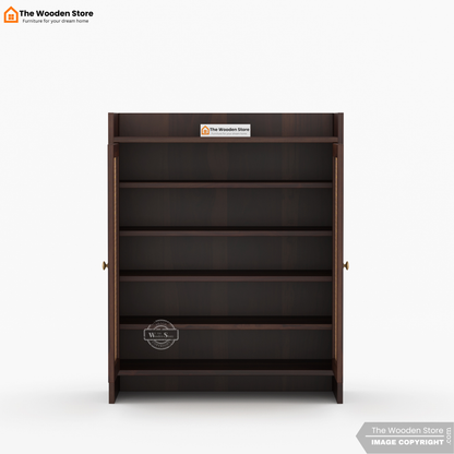Baron Shoe Rack With Cane Detailing (Walnut Finish)