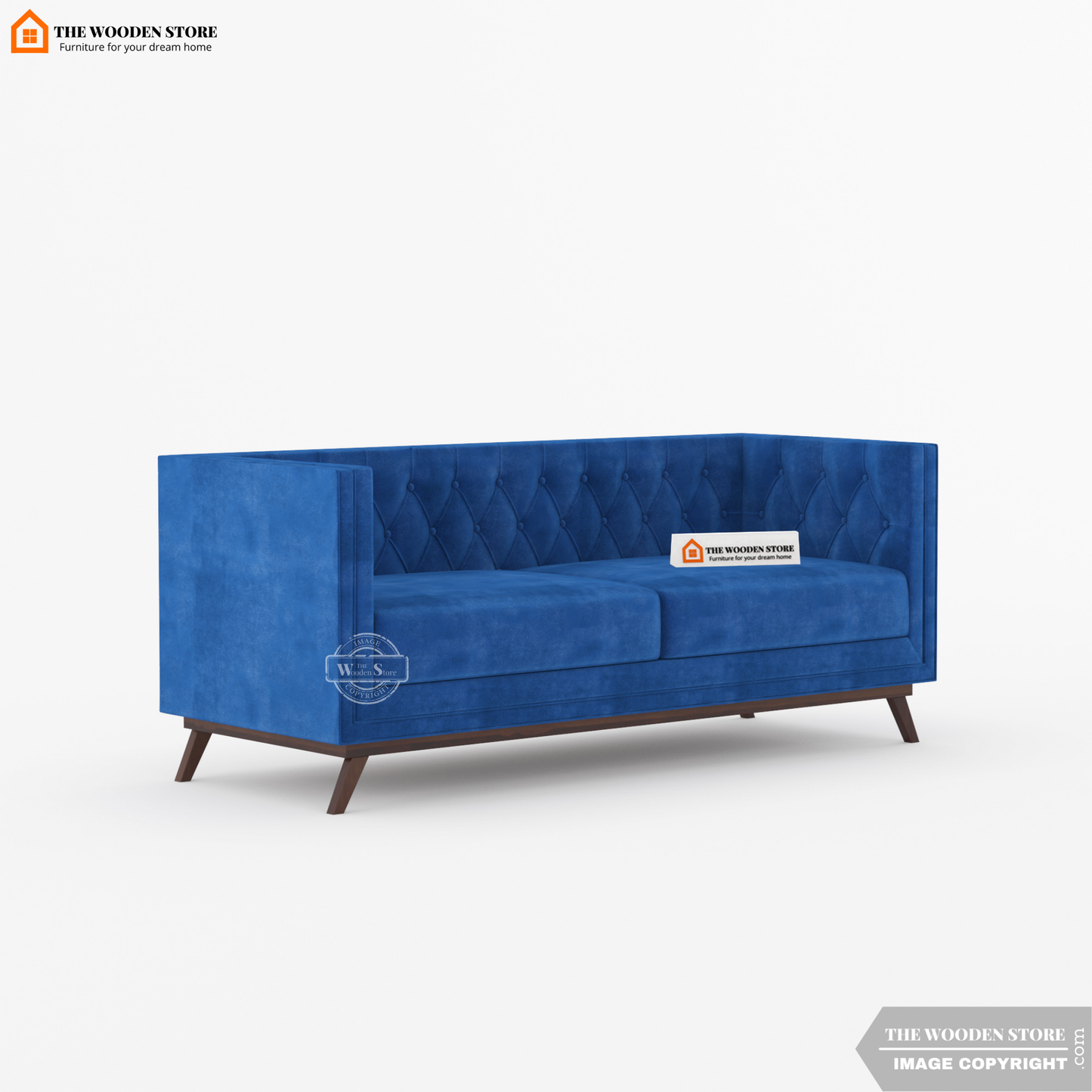 Cologne 3 Seater Fabric Sofa (Marine Blue)