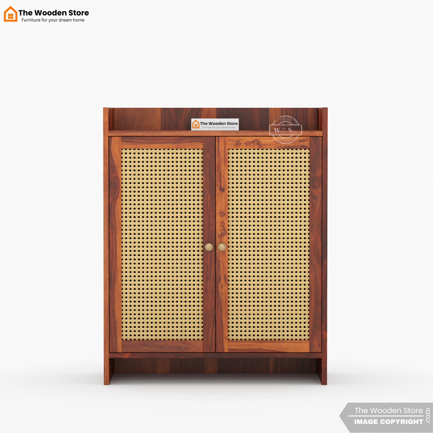 Baron Shoe Rack With Cane Detailing (Honey Finish)