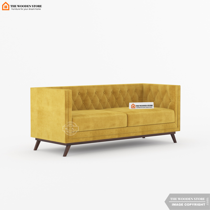 Cologne 3 Seater Fabric Sofa (Orange Gold)