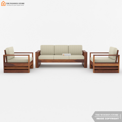 Victor 3+1+1 Wooden Sofa Set (Honey Finish)