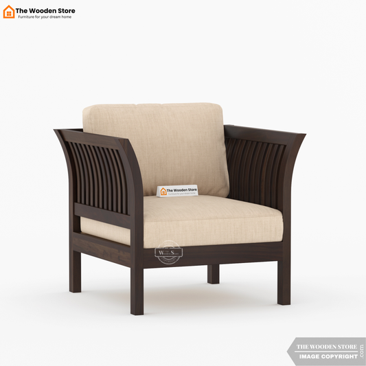 Cristen 1 Seater Wooden Sofa (Walnut Finish)