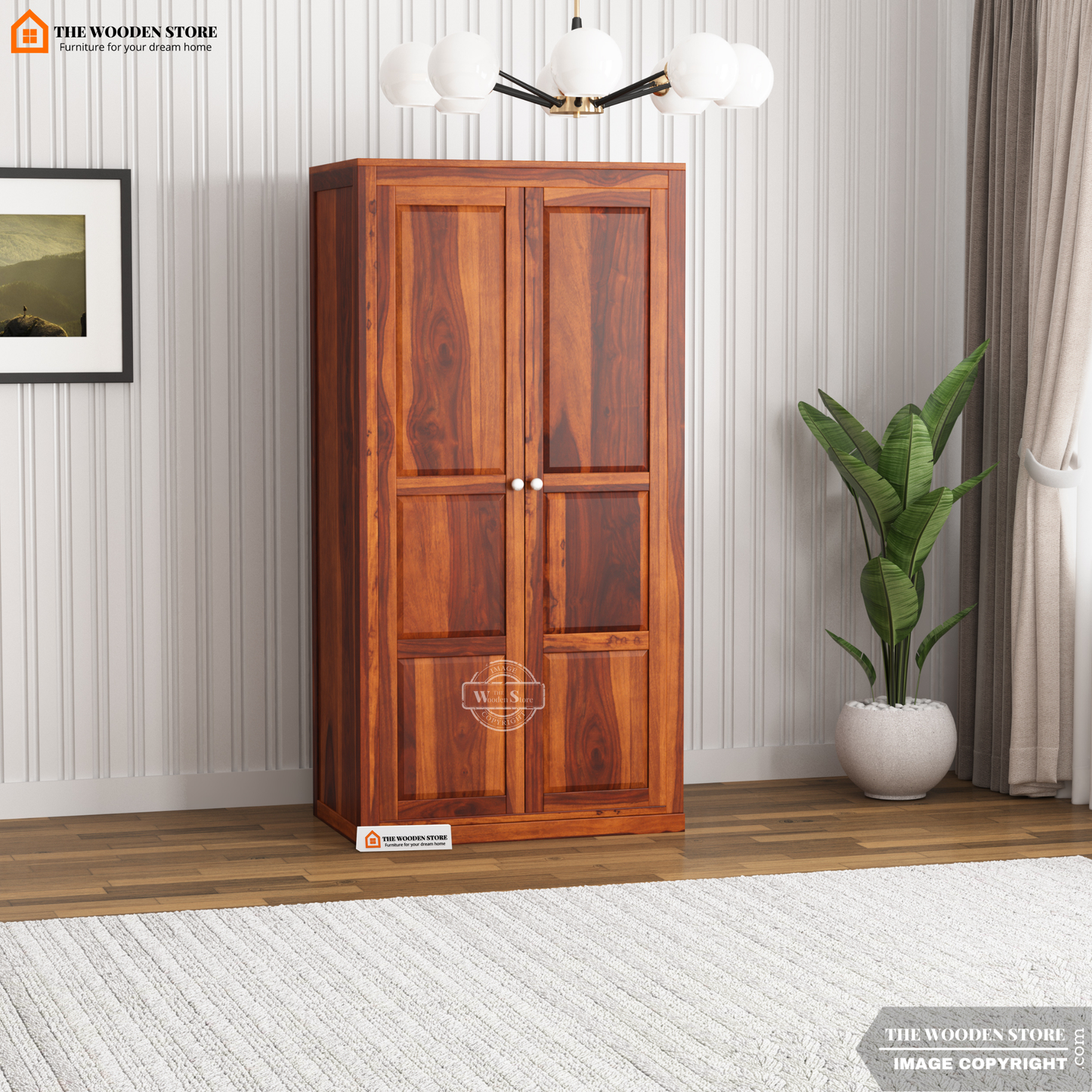 Oliver 2 Door Multi-Utility Wardrobe (Honey Finish)