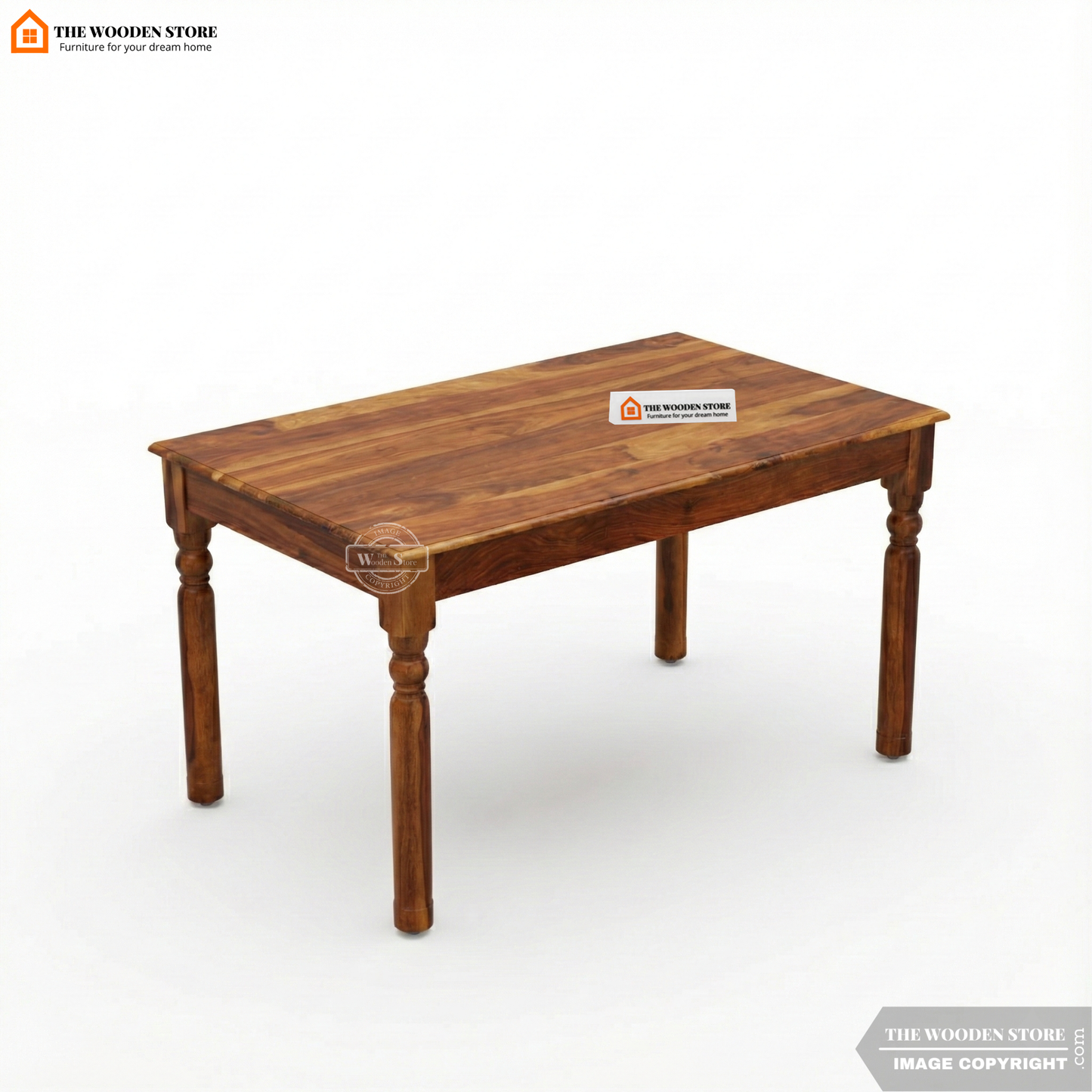 Tavin 6 Seater Sheesham Wood Dining Set with Bench (Honey Finish)