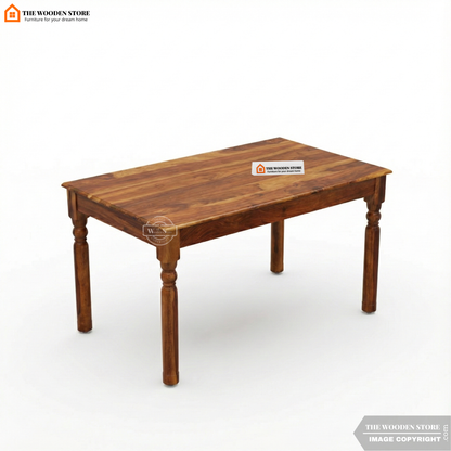 Tavin 6 Seater Sheesham Wood Dining Set with Bench (Honey Finish)