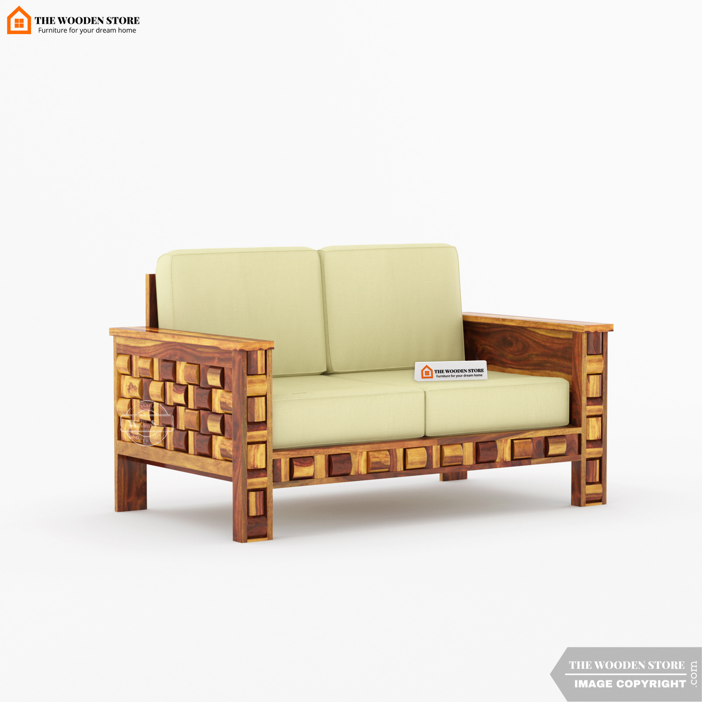 Woodwave 2 Seater Wooden Sofa (Teak Finish)