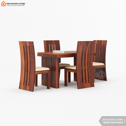 Tom 4 Seater Dining Table Set (Honey Finish)
