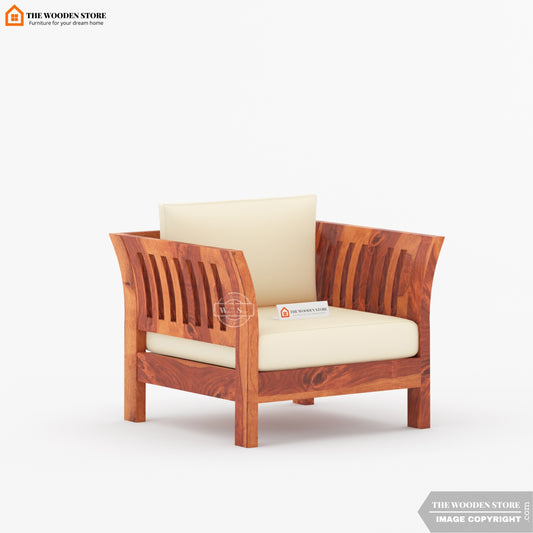 Cristen 1 Seater Wooden Sofa (Honey Finish)