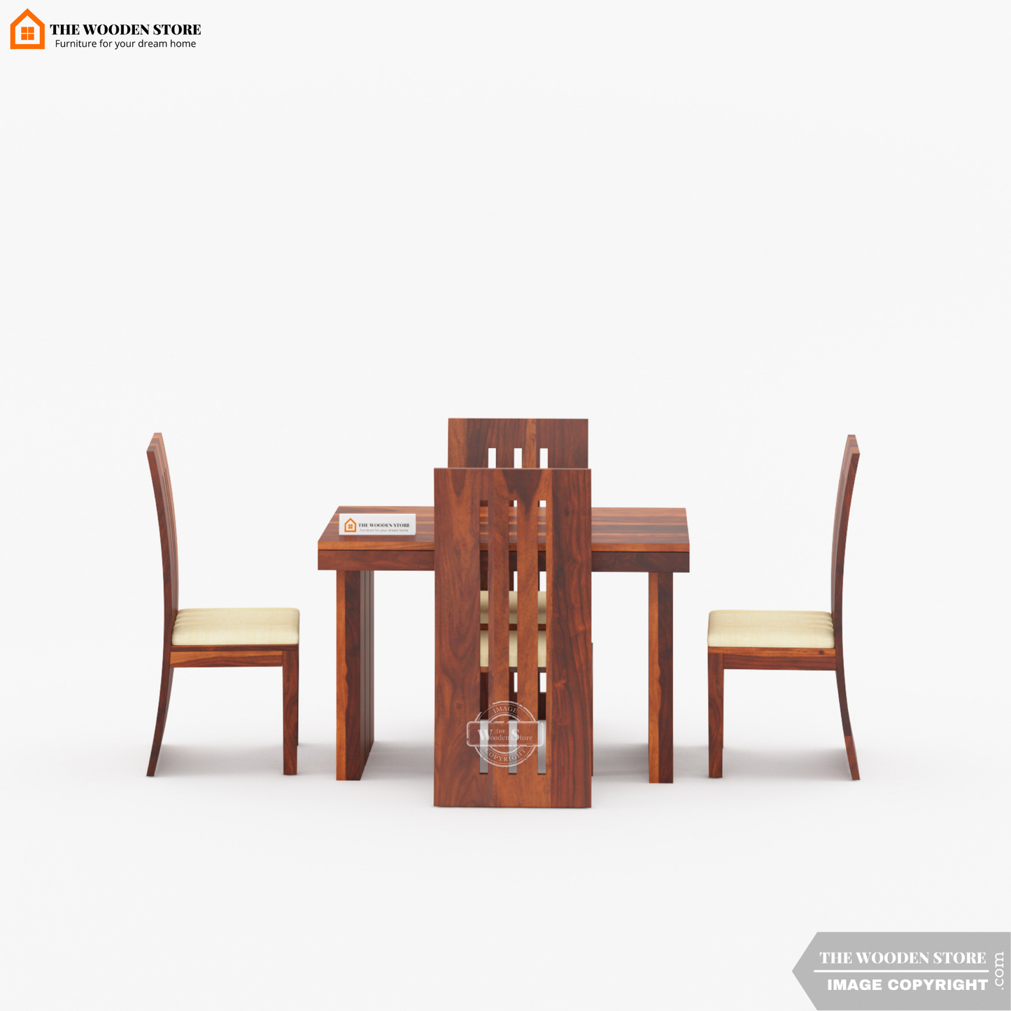 Tom 4 Seater Dining Table Set (Honey Finish)