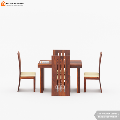 Tom 4 Seater Dining Table Set (Honey Finish)