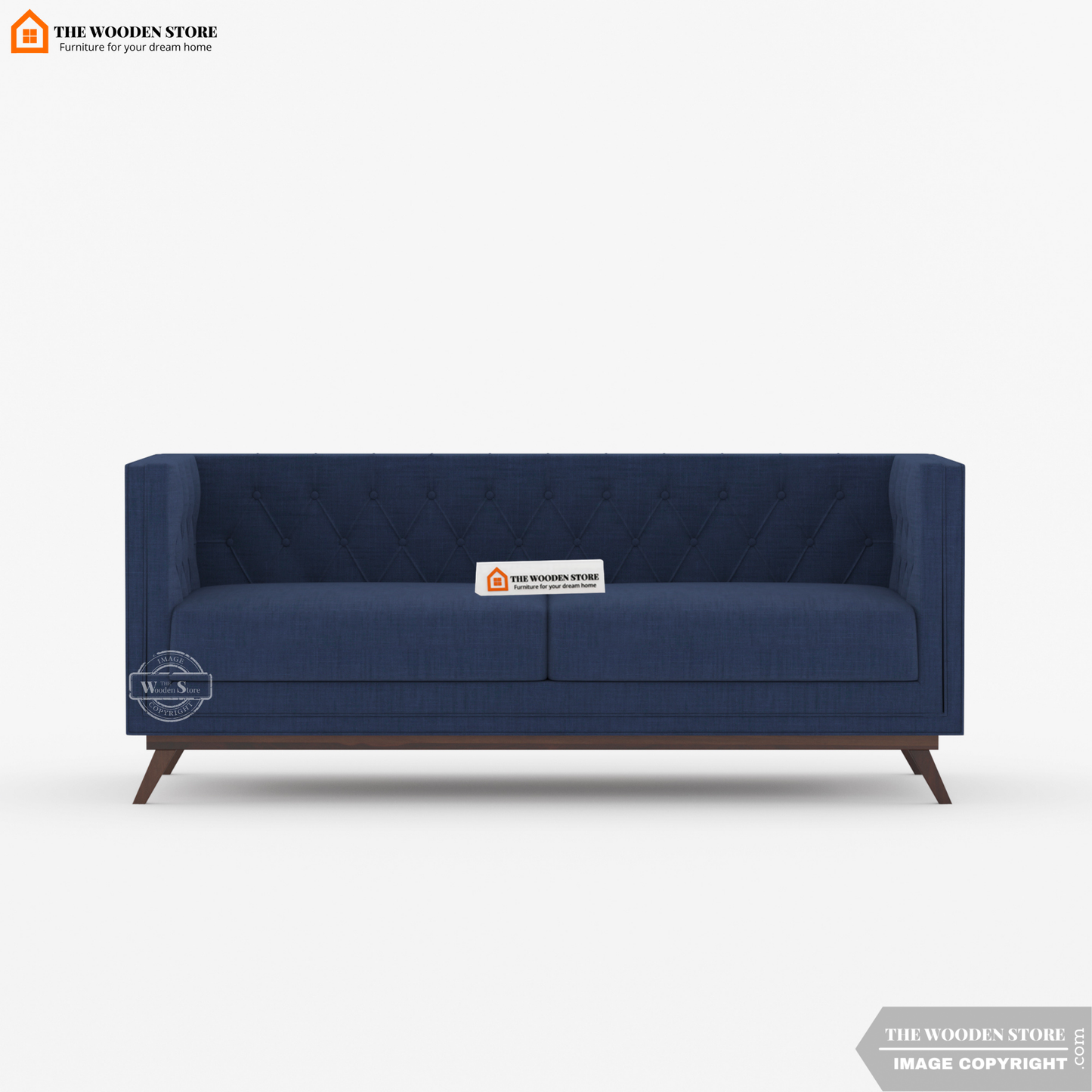 Cologne 3 Seater Fabric Sofa (Kashmir Blue)