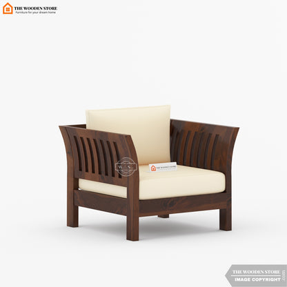 Cristen 1 Seater Wooden Sofa (Walnut Finish)