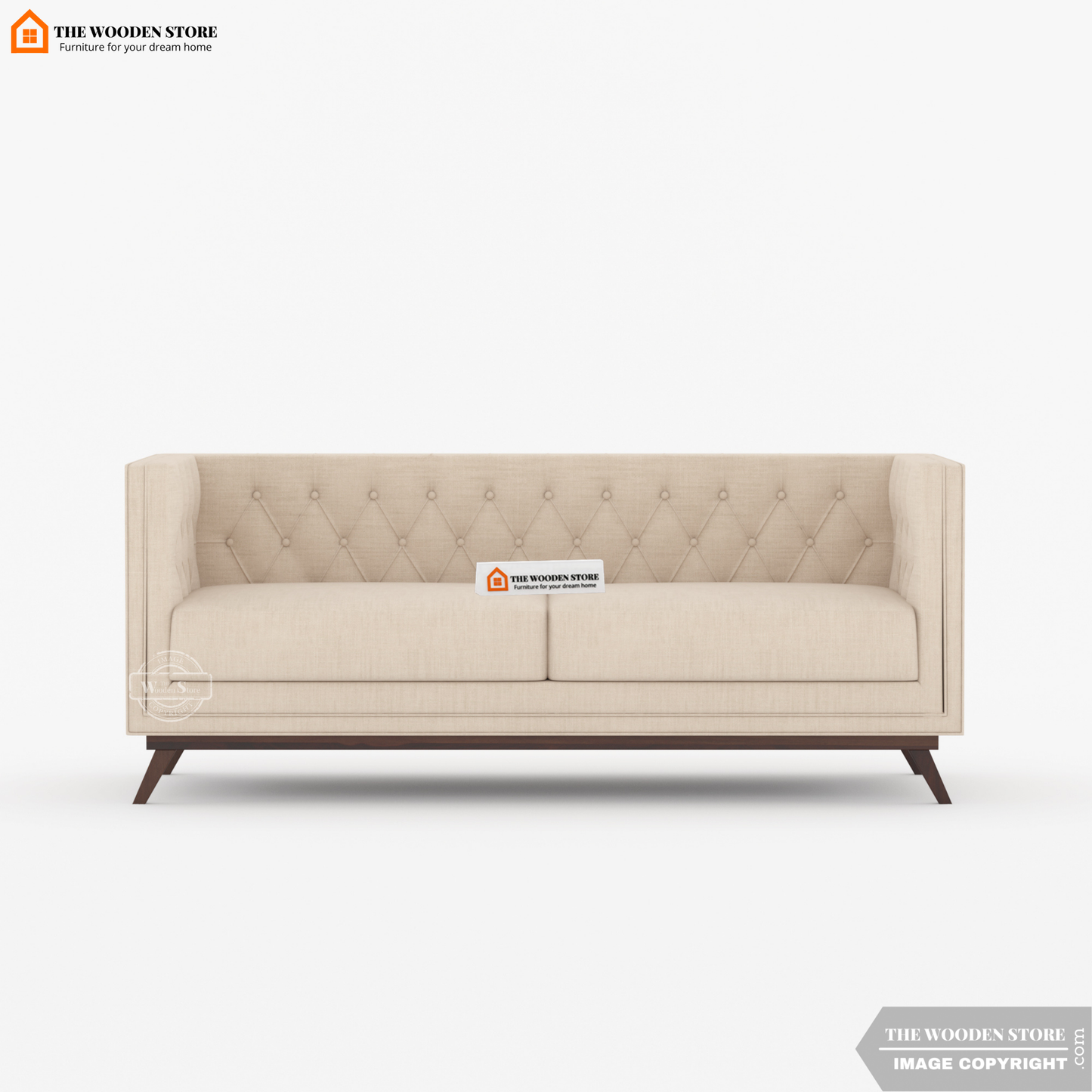 Cologne 3 Seater Fabric Sofa (Soft Vanilla)