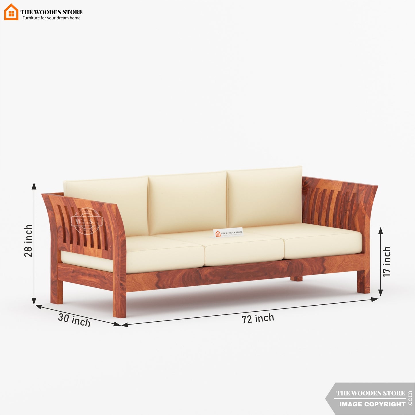 Cristen 3+1+1 Wooden Sofa Set (Honey Finish)