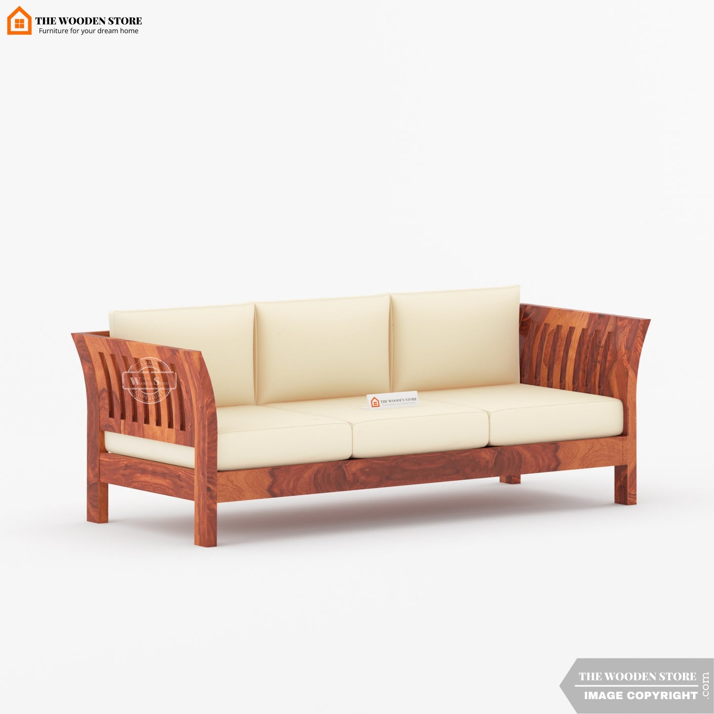 Cristen 3+1+1 Wooden Sofa Set (Honey Finish)