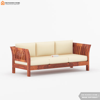 Cristen 3+1+1 Wooden Sofa Set (Honey Finish)