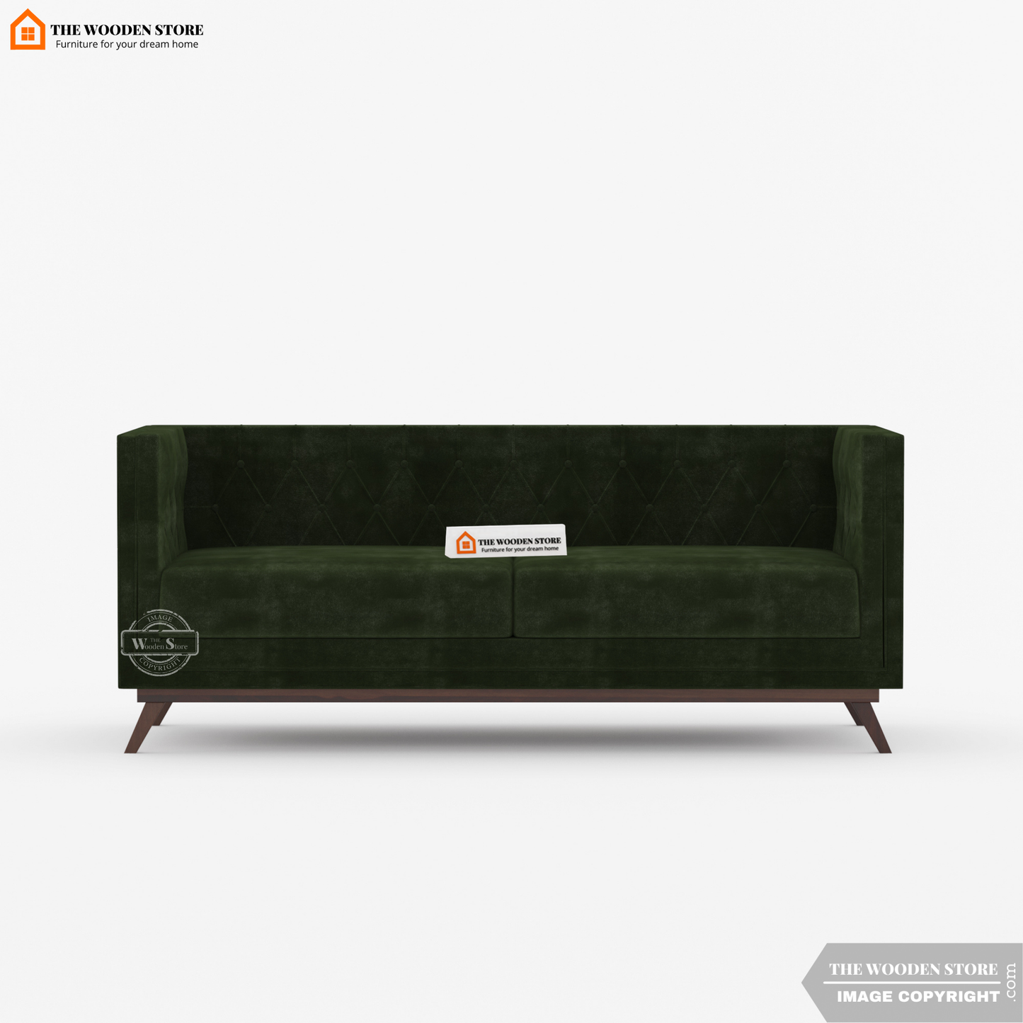Cologne 3 Seater Fabric Sofa (Olive Green)