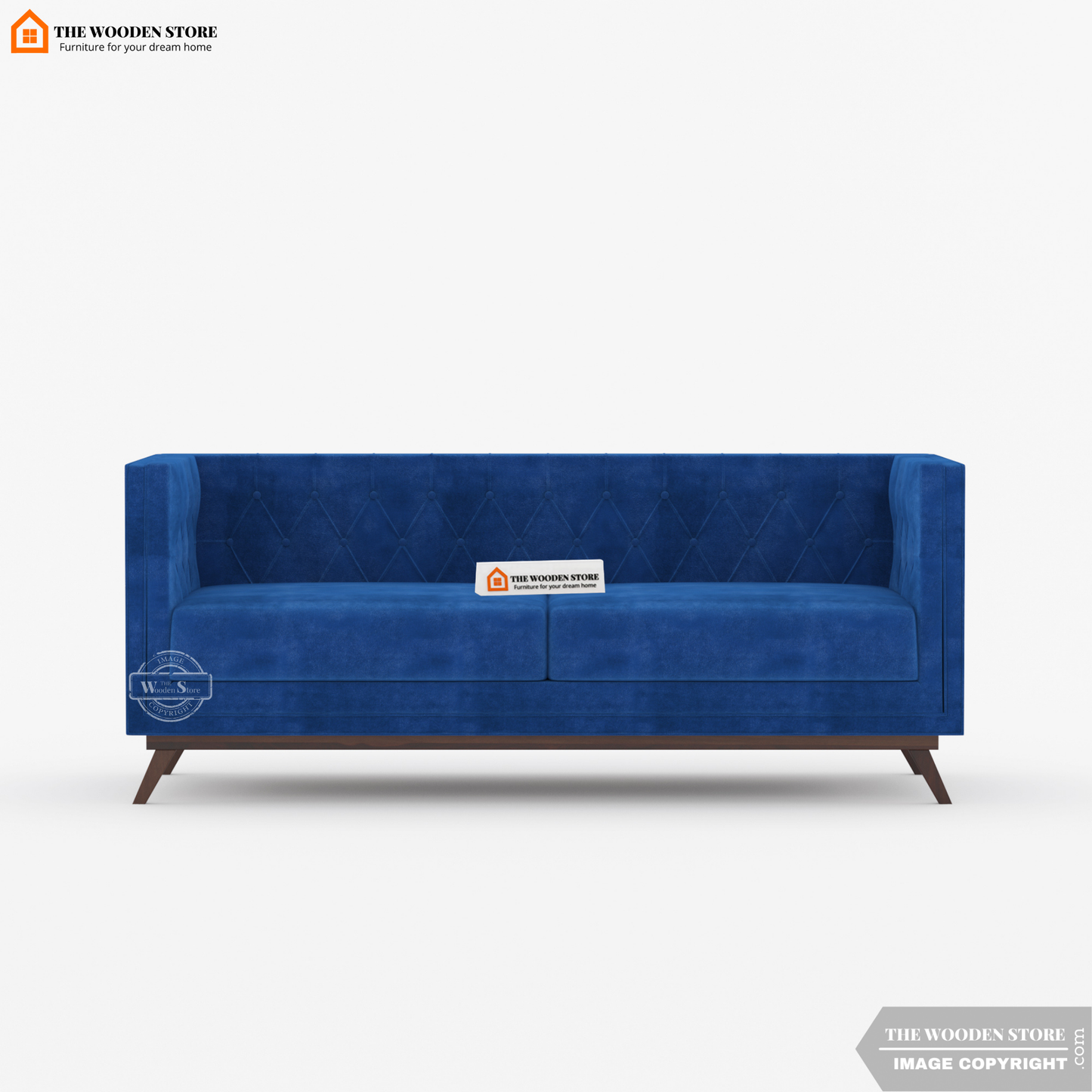 Cologne 3 Seater Fabric Sofa (Marine Blue)