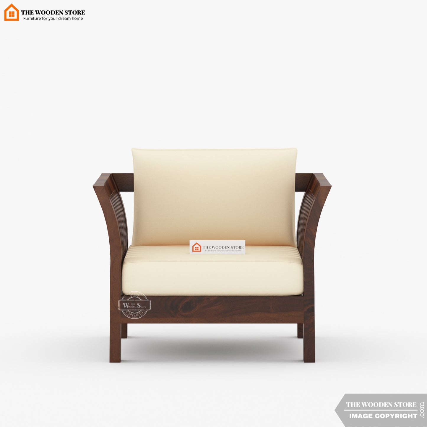 Cristen 1 Seater Wooden Sofa (Walnut Finish)