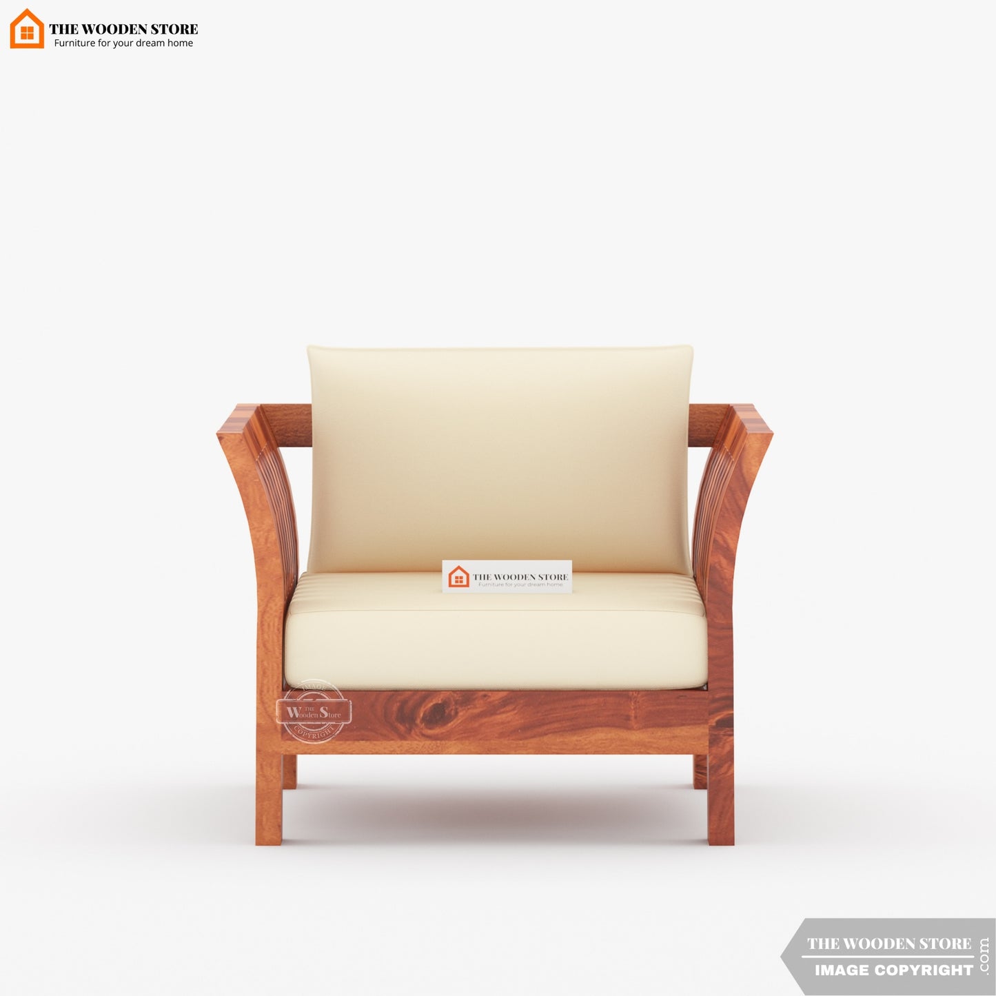 Cristen 3+1+1 Wooden Sofa Set (Honey Finish)