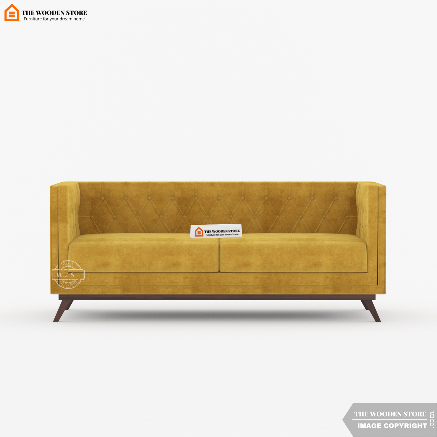 Cologne 3 Seater Fabric Sofa (Orange Gold)