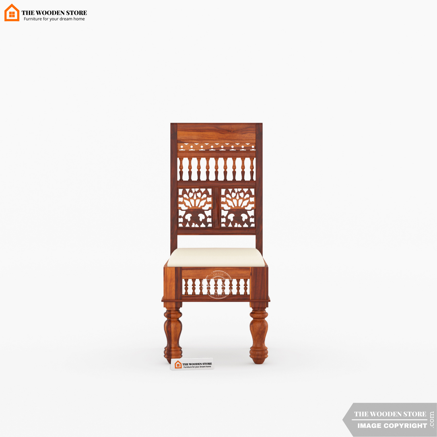 Ekatra Dining Chair With Fabric - Set of 2 (Honey Finish)