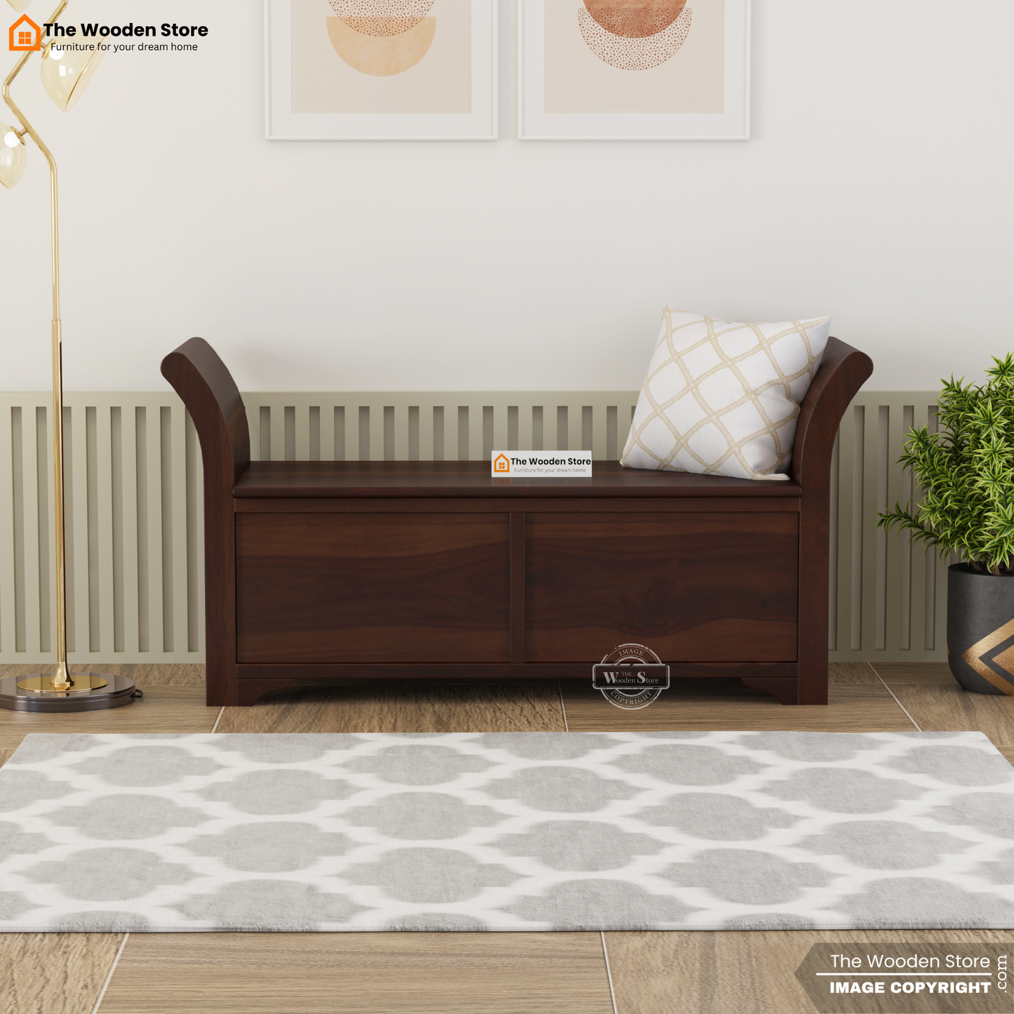 Finlay Storage Bench (Walnut Finish)