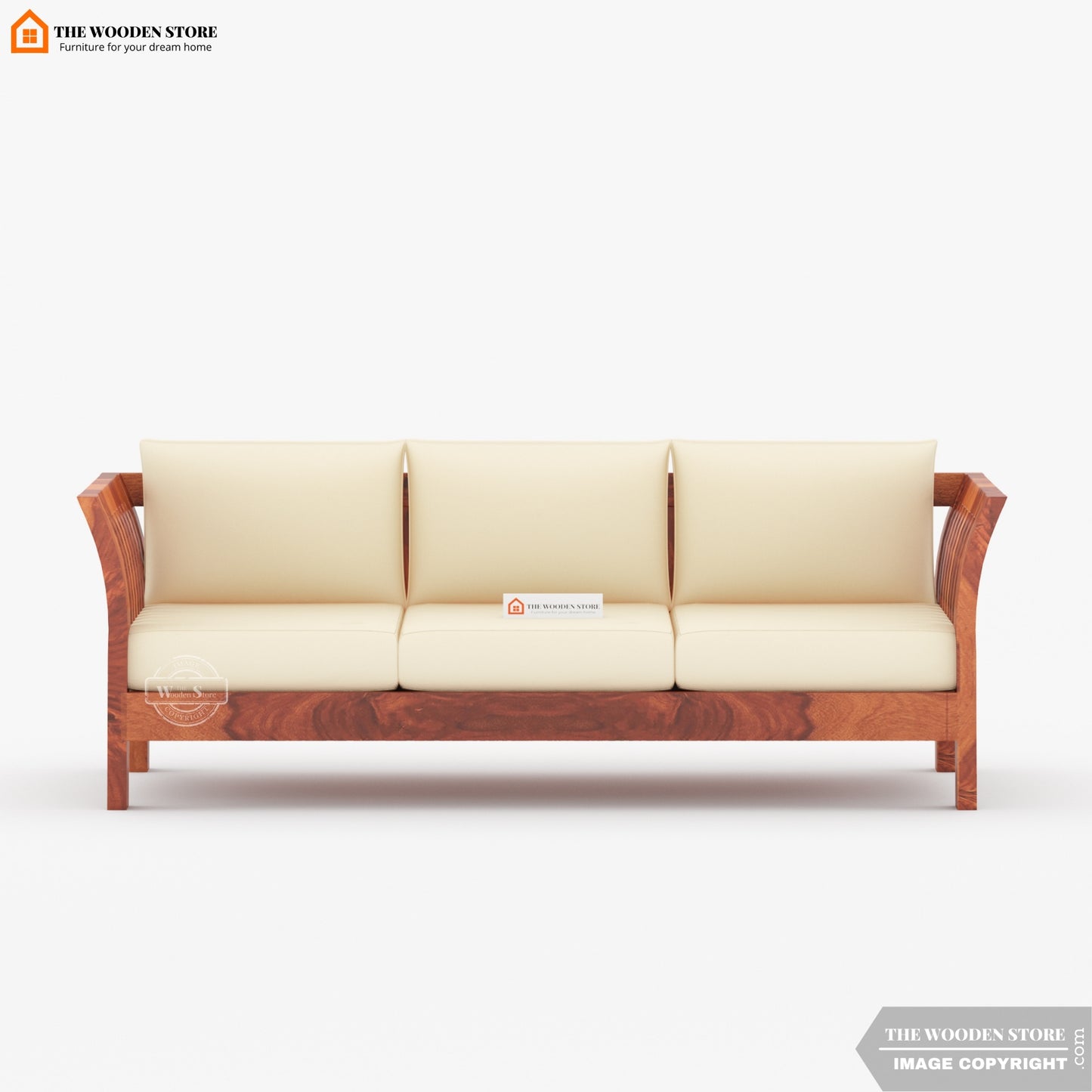 Cristen 3+1+1 Wooden Sofa Set (Honey Finish)