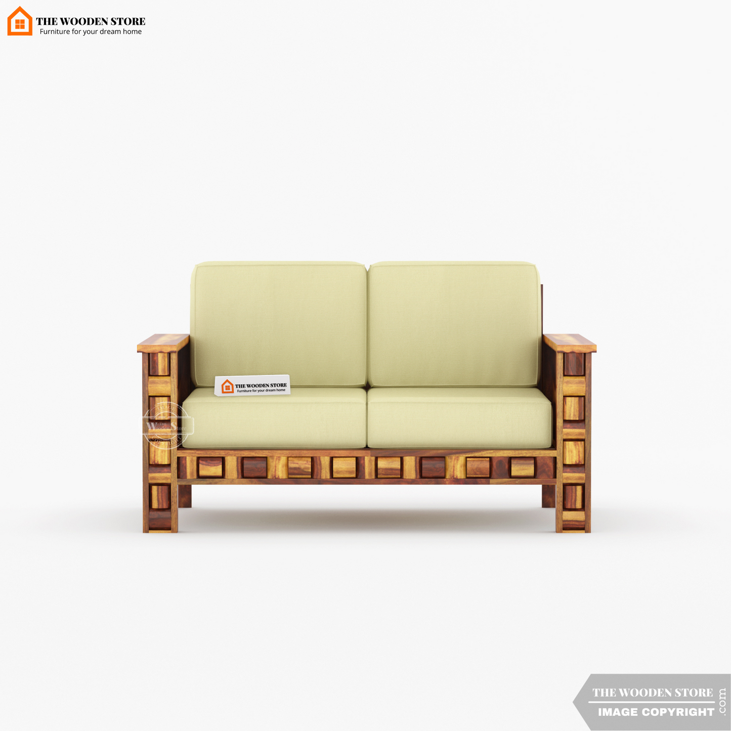 Woodwave 2 Seater Wooden Sofa (Teak Finish)
