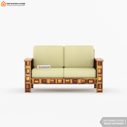 Woodwave 2 Seater Wooden Sofa (Teak Finish)