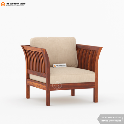 Cristen 3+1+1 Wooden Sofa Set (Honey Finish)