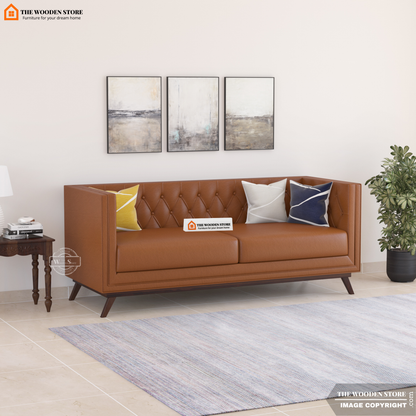 Cologne 3 Seater Fabric Sofa (Chestnut Brown)
