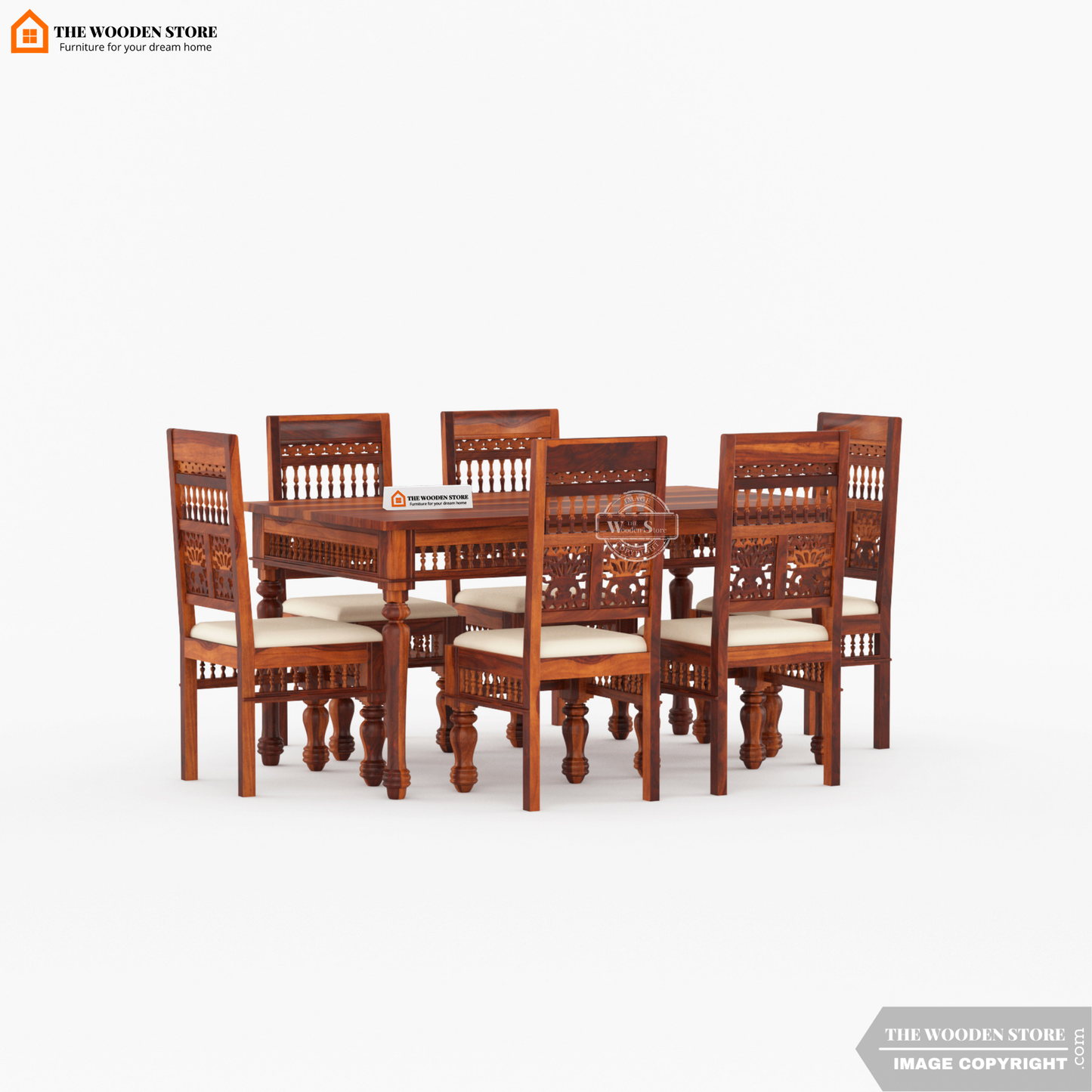 Ekatra 6 Seater Dining Set (Honey Finish)