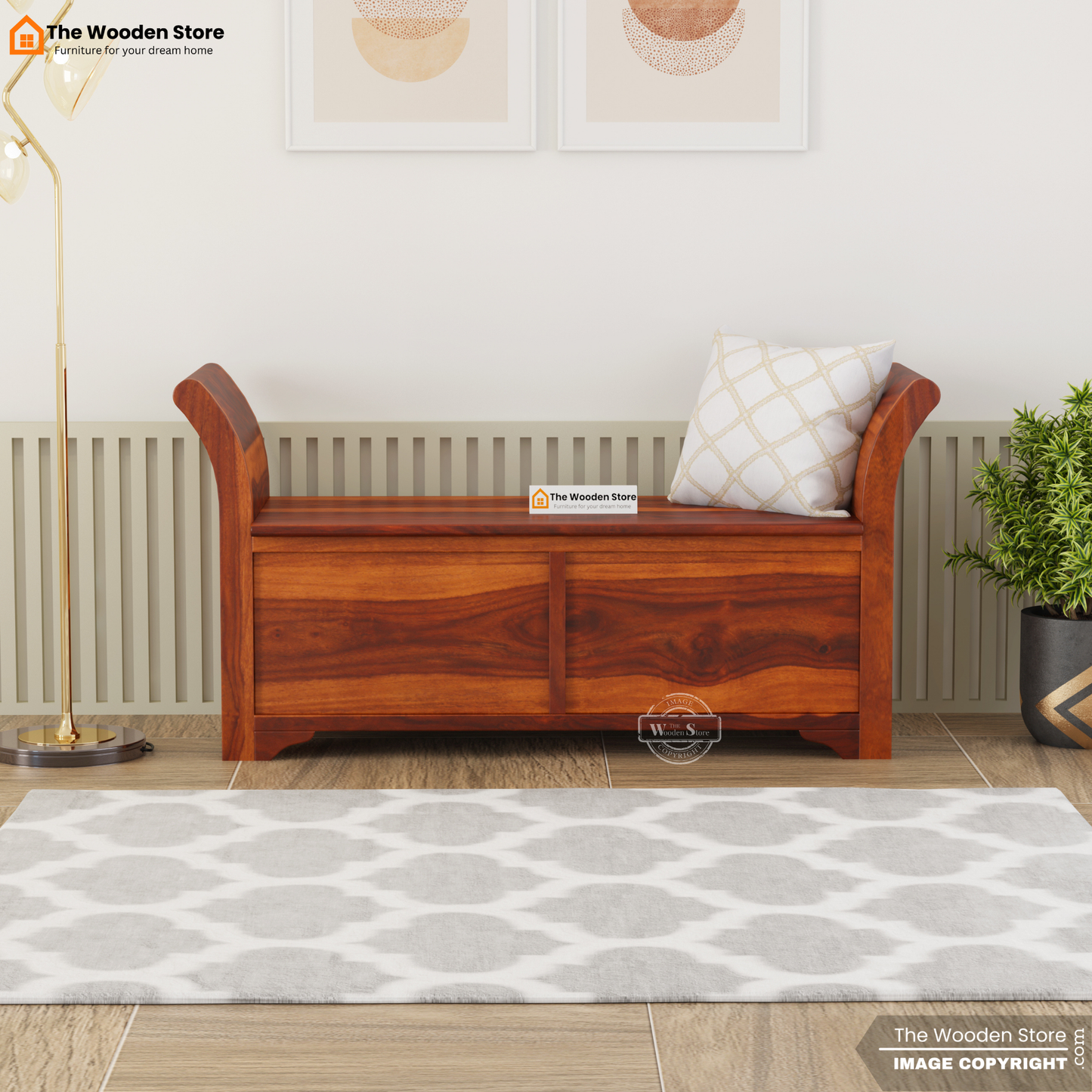 Finlay Storage Bench (Honey Finish)