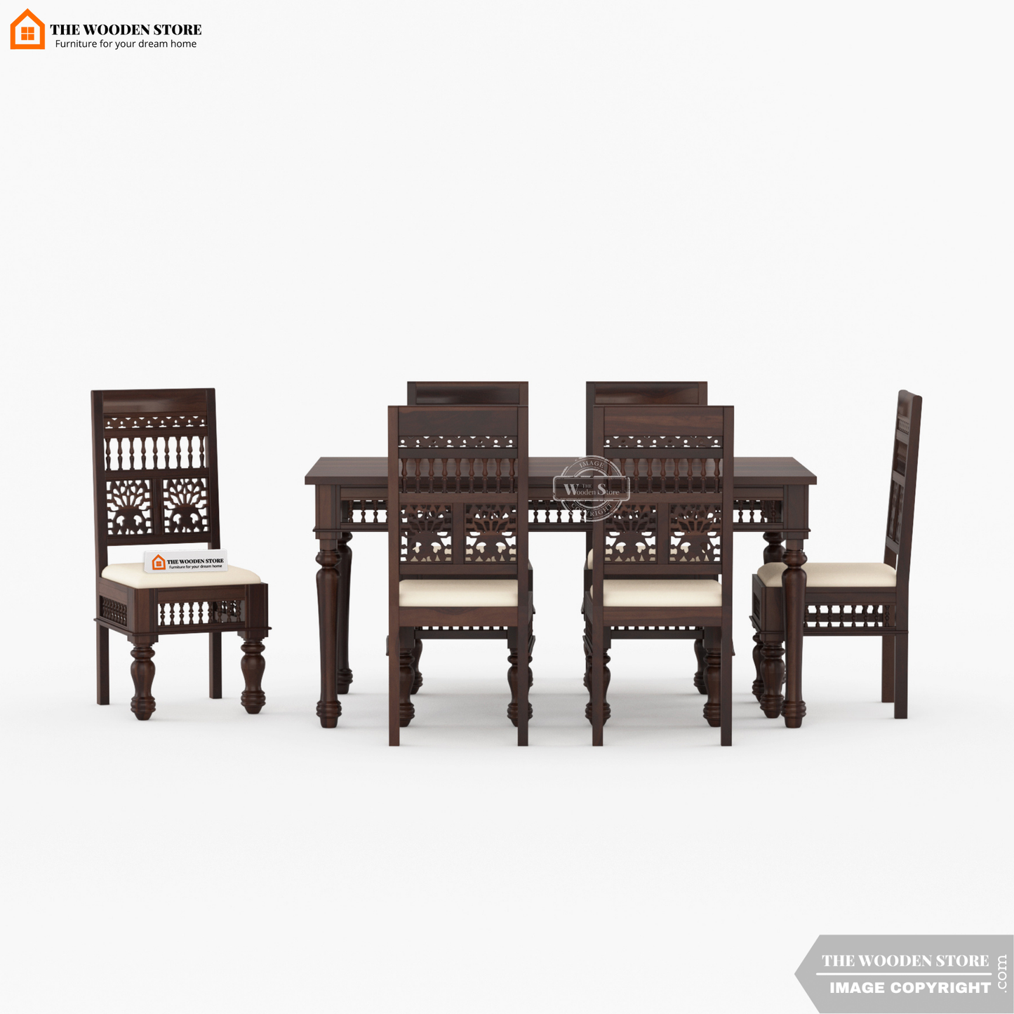 Ekatra 6 Seater Dining Set (Walnut Finish)