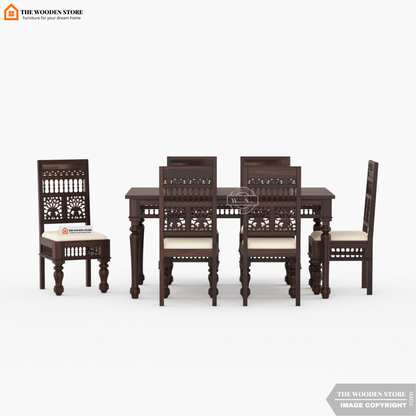 Ekatra 6 Seater Dining Set (Walnut Finish)