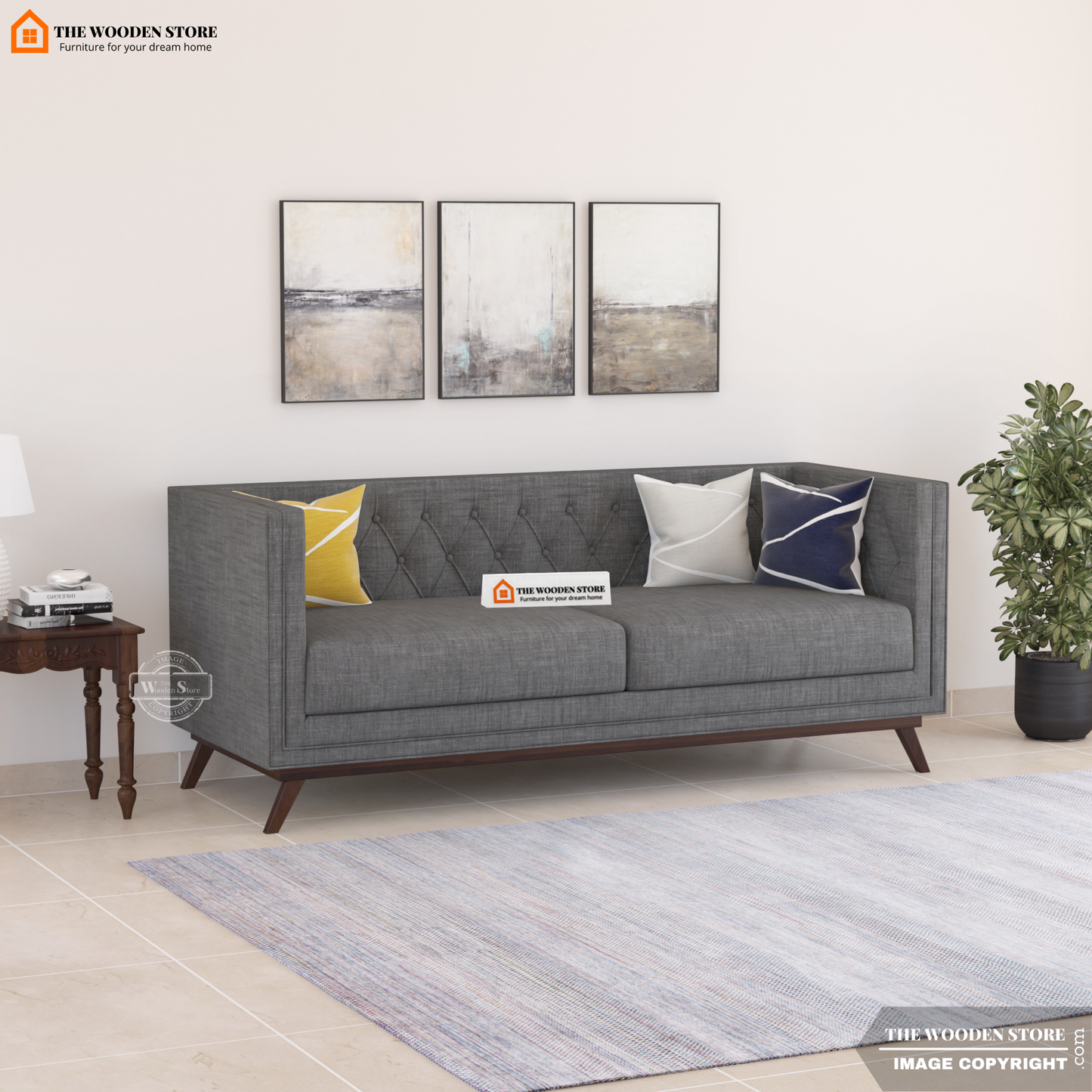 Cologne 3 Seater Fabric Sofa (Cloudy Grey)