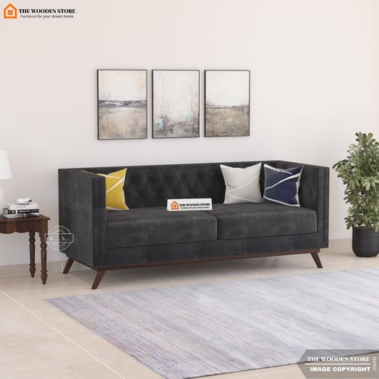 Cologne 3 Seater Fabric Sofa (Natural Grey)