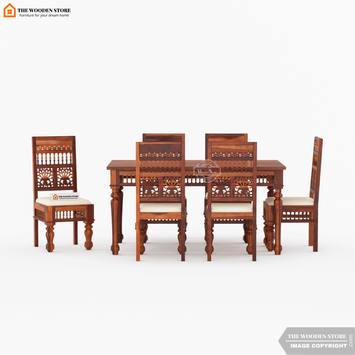 Ekatra 6 Seater Dining Set (Honey Finish)