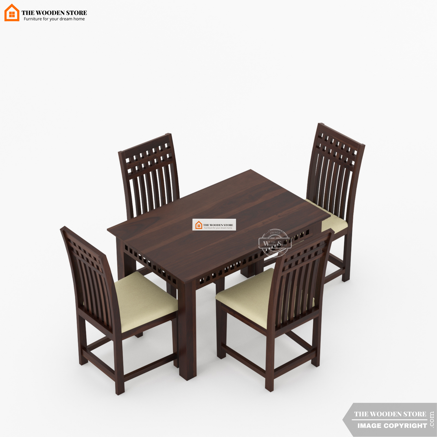Donald 4 Seater Dining Set (Walnut Finish)