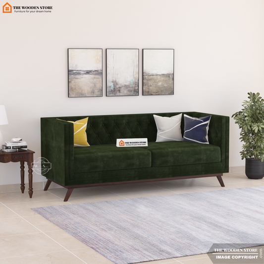 Cologne 3 Seater Fabric Sofa (Olive Green)