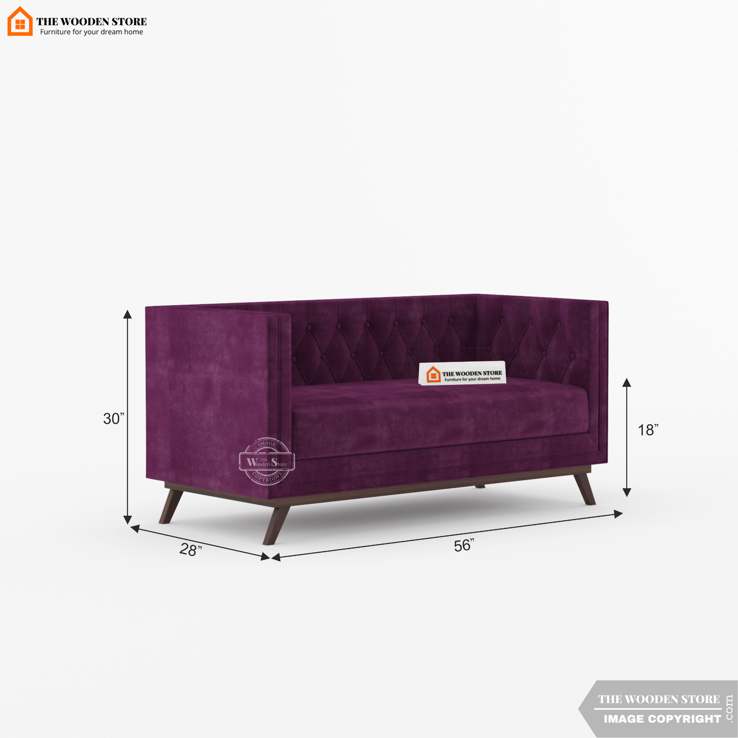 Cologne 2 Seater Fabric Sofa (Wine Berry)