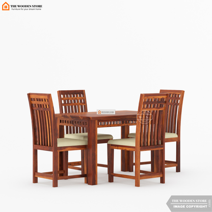 Donald 4 Seater Dining Set (Honey Finish)