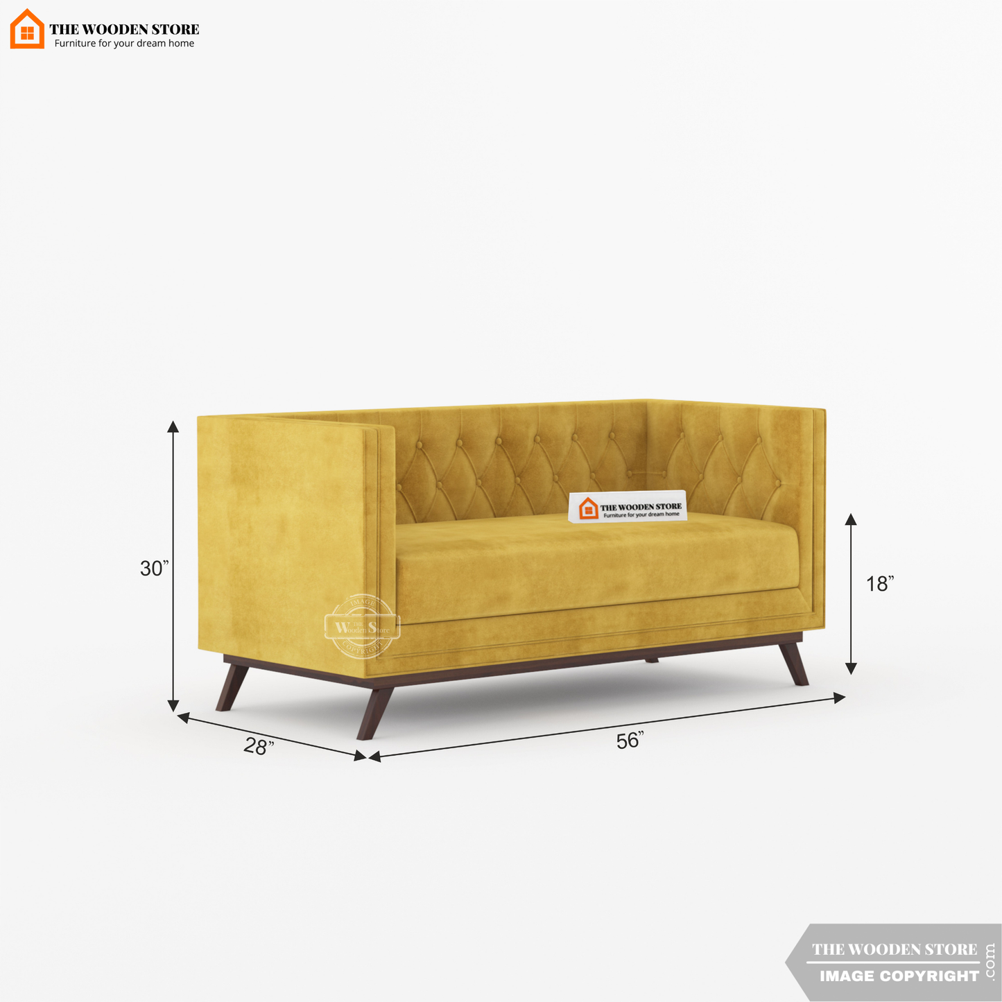 Cologne 2 Seater Fabric Sofa (Orange Gold)