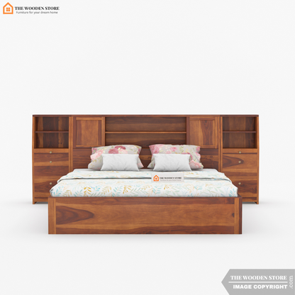 Bolton Hydraulic Bed with Bedside (King Size, Honey Finish)