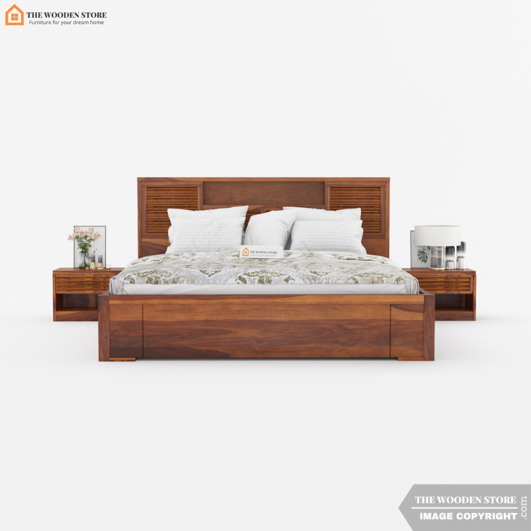 Franklin Bed with Drawer Storage (King Size, Honey Finish)