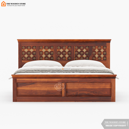 Indi Brass Bed without Storage (Queen Size, Honey Finish)