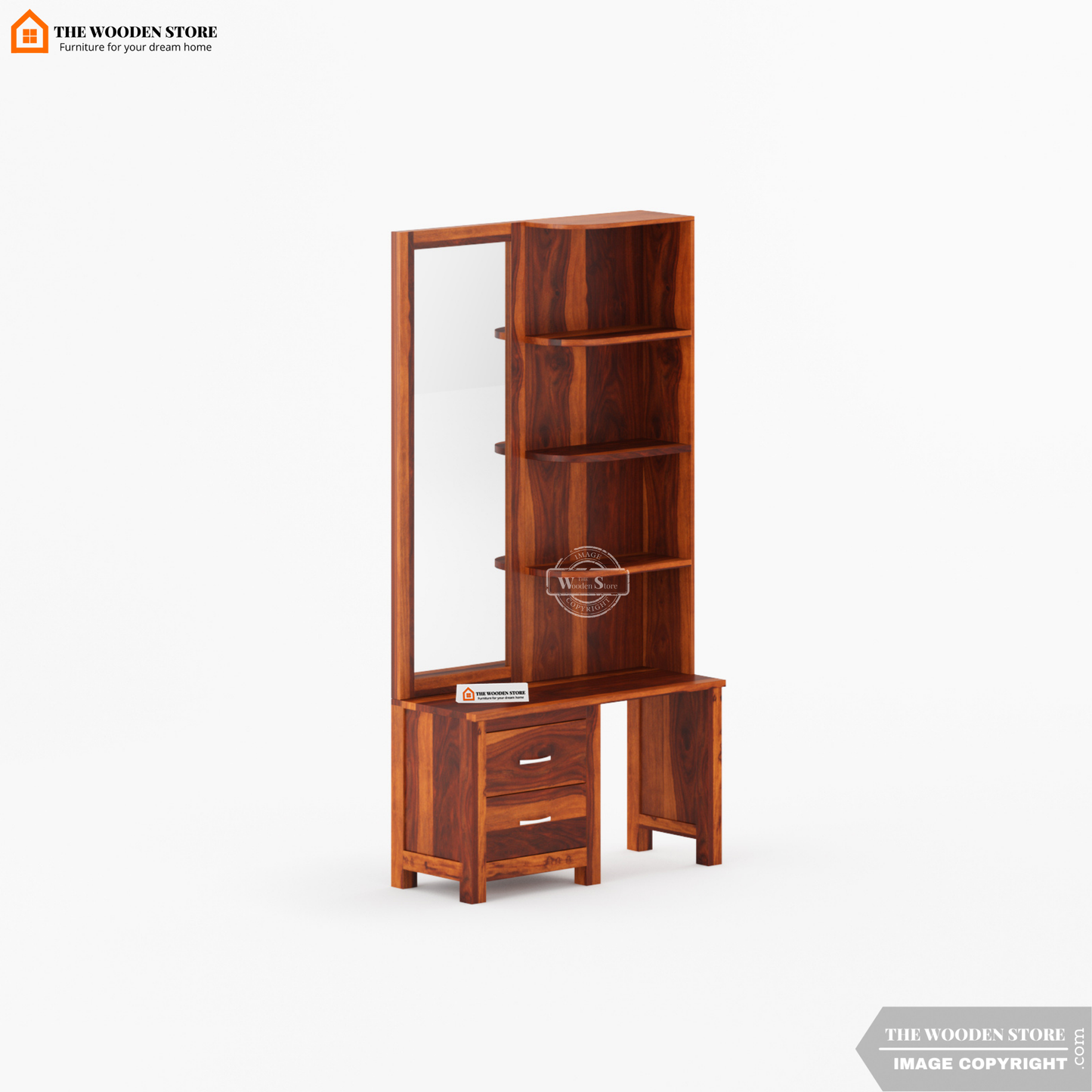 Jimmy Dressing Table With Stool (Honey Finish)